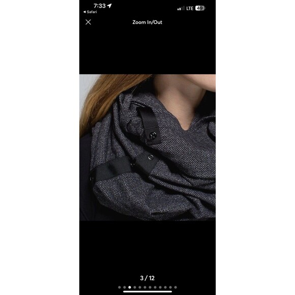 Lululemon Black Houndstooth Vinyasa Scarf Rulu Snap Wrap SO VERSATILE! - Picture 9 of 11